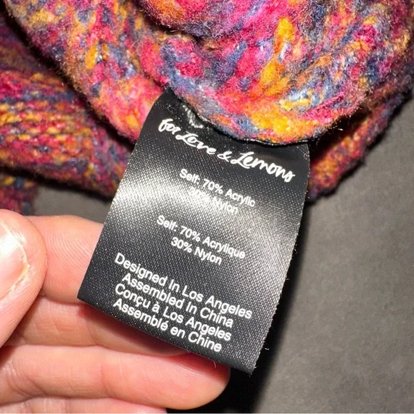 For Love And Lemons Colorful Rainbow Winter Fall Cropped Knit Sweater Size Small - Picture 6 of 6